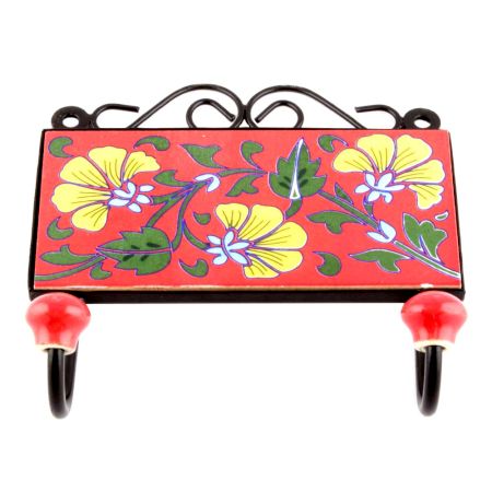 Red And Yellow Floral Tiles Hooks Online